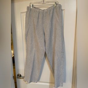 Eileen Fisher gray/white Linen Pants. Size Large.